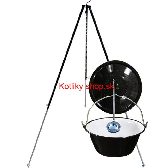 Smaltovaný kotlík 30 L + pokrievka + teleskopická trojnožka 1,40 m