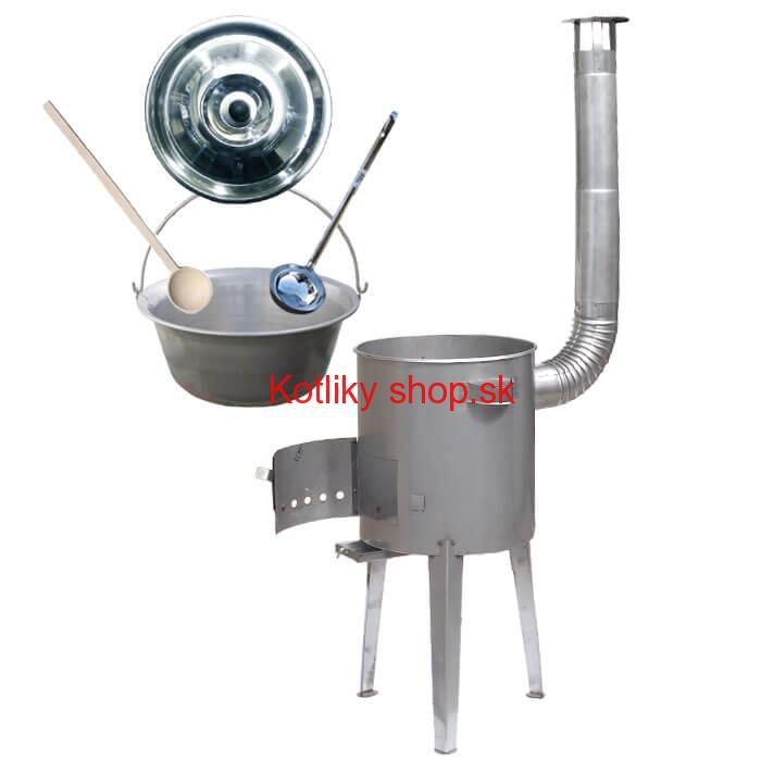 Železný kotlík 20 L (0,75 mm) + nerezová kotlina 42 cm LUXUS
