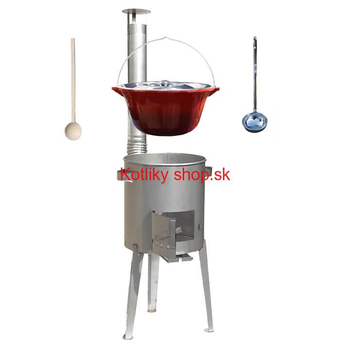 Liatinový kotlík 16 L + nerezová kotlina a naberačka LUXUS