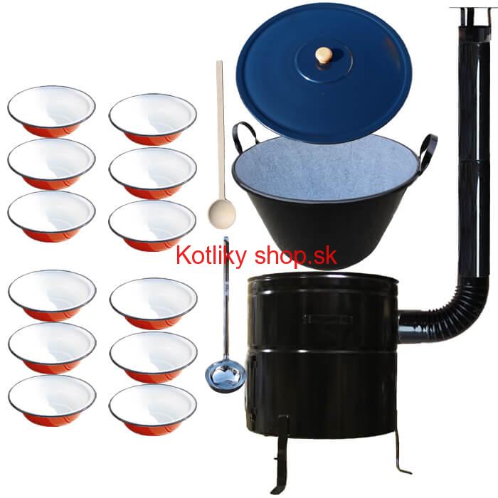 Smaltovaný kotol 80 L + smaltované taniere 12 ks BIG PARTY