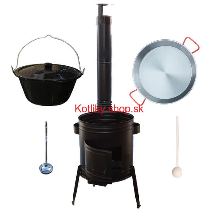 Paella oceľová panvica 42 cm so smaltovaným kotlíkom 16 L (1,2 mm) a kotlinou