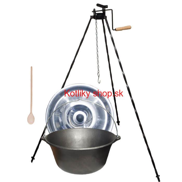 Liatinový kotlík 16 L + stojan s kladkou VAR