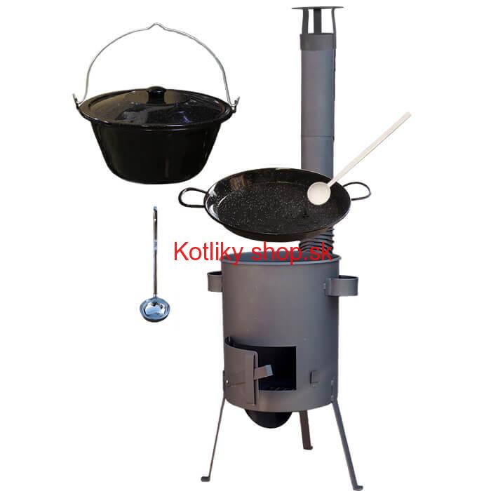 Smaltovaný kotlík 20 L + Paella smaltovaná panvica 46 cm + žiaruvzdorná kotlina 42 PLUS 600 4 MM