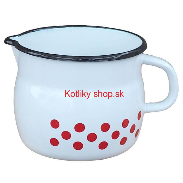 Smaltovaný hrnček s výlevkou 1,5 L baňatý - bodkovaný