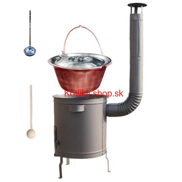 Medený kotlik 14 L (1,2 mm) + hrubostenná (1,5 mm) žiaruvzdorná kotlina 36 PLUS 600