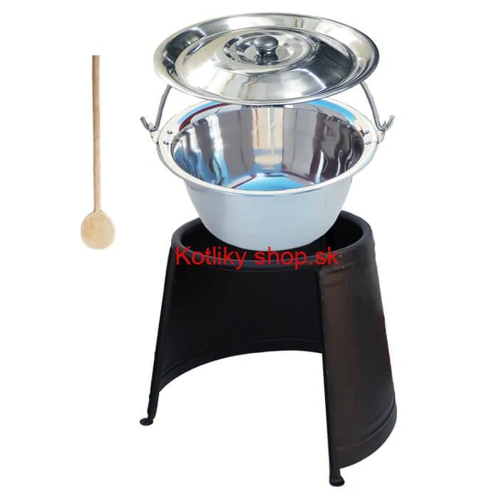 Nerezový kotlík 10 L (0,8 mm) + pokrievka + chránič plameňa