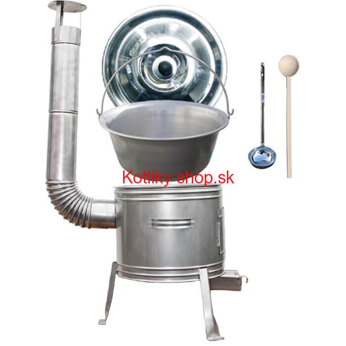 Nerezový kotlík 30 L (1,5 mm) + nerezová kotlina 42 cm TOPLUX + vareška a naberačka