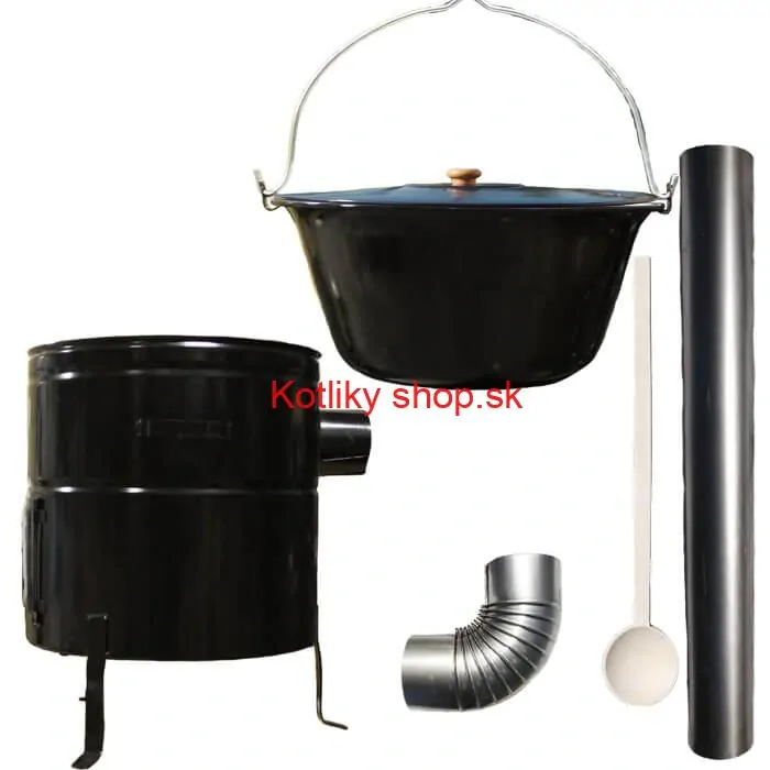 Smaltovaný kotlík 50 L (1,2 mm) + kovová kotlina 53 CLASSIC (KOV) + dymovod Max Party