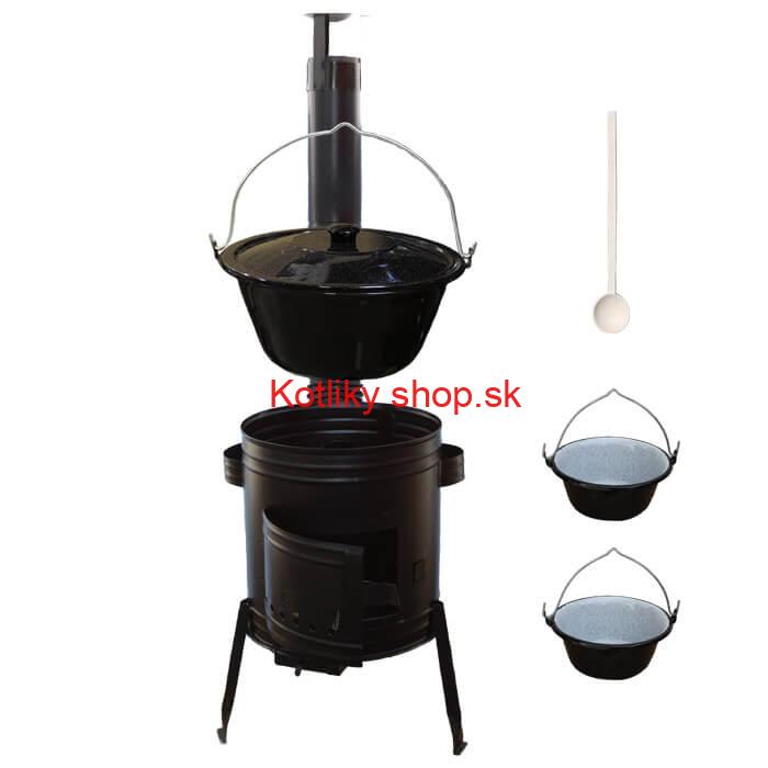 Smaltovaný kotlík 30 L (1,2 mm) + kovová kotlina 45 CLASSIC (KOV) + 2 smaltované servírovacie kotlíky 0,8 L