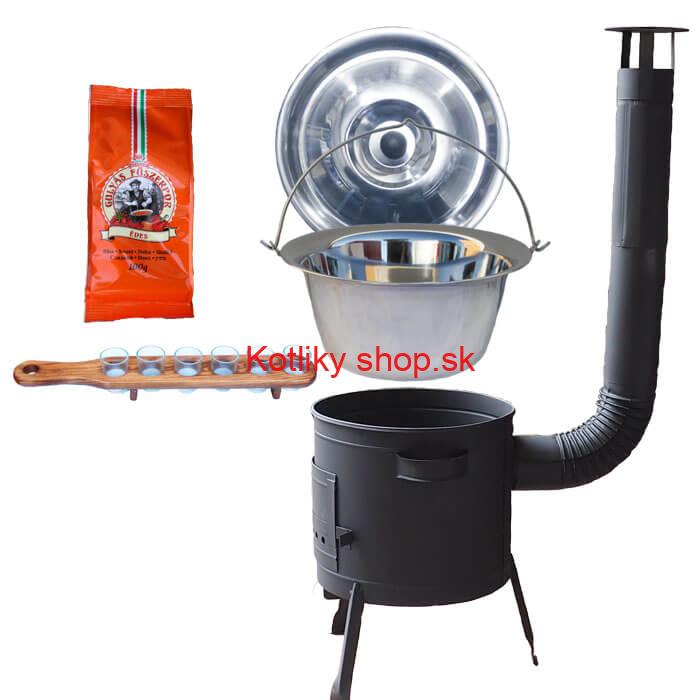 Nerezový kotlík 22 L (0,8 mm) + korenie + štamperlíky + nízka žiaruvzdorná kotlina (0,8 mm) 42 PLUS 600