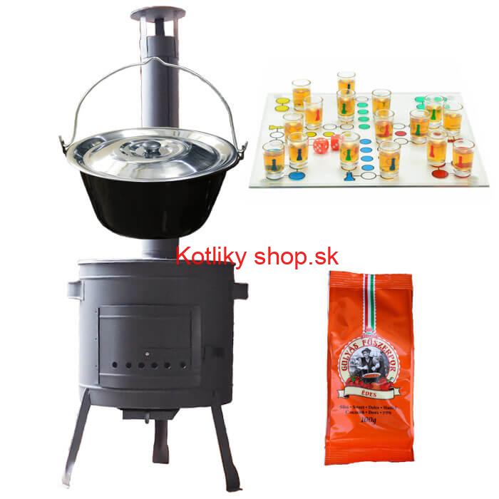 Smaltovaný kotlík 25 L (1,2 mm) + korenie + človeče pi už + nízka žiaruvzdorná kotlina 42 PLUS 600