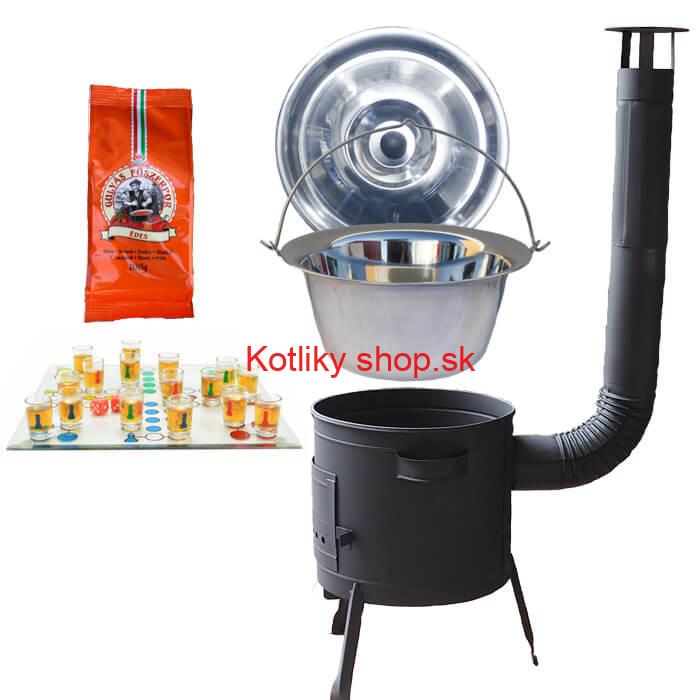 Nerezový kotlík 22 L (0,8 mm) + korenie + človeče pi už + nízka žiaruvzdorná kotlina 42 PLUS 600