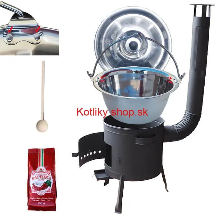 Nerezový kotlík 20 L (1,2 mm) INOX + hrubostenná (1,5 mm) žiaruvzdorná kotlina BALKY STRONG 42 PLUS 600