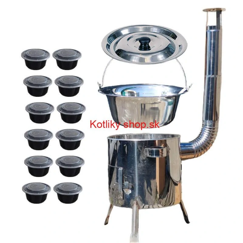 Nerezový kotlík 15 L (1,2 mm) INOX + Nerezová kotlina 36 INOX LUSTRO + misky 12 ks