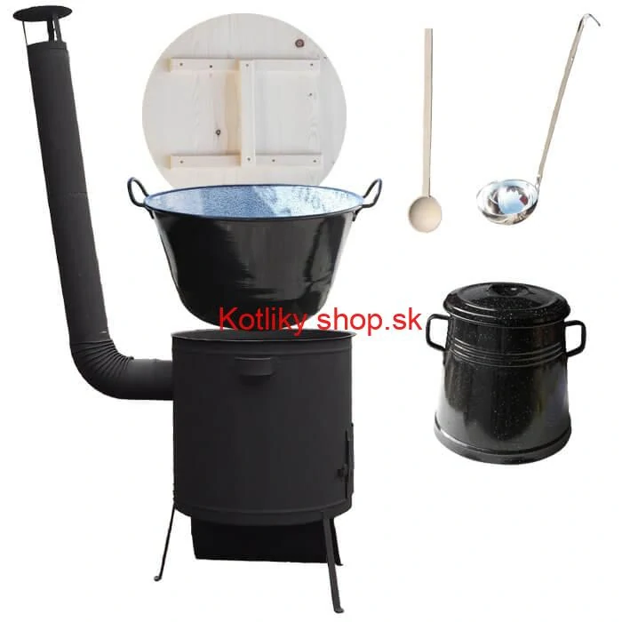 Smaltovaný kotol 100 L + žiaruvzdorná kotlina 42 PLUS 600 4 MM + Nádoba na masť 10 L