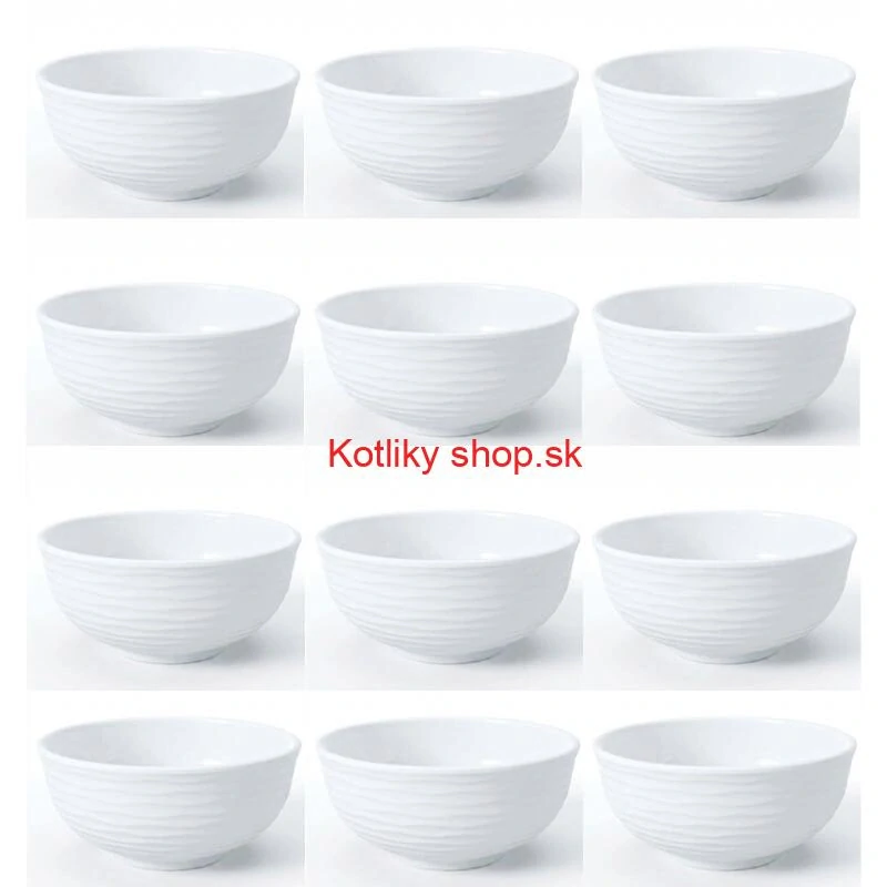 Set 12 ks: Prémiové biele misky s kamennou štruktúrou (750 ml)