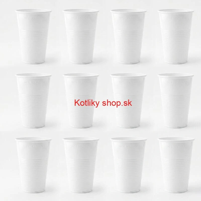 Jednorazový plastový biely pohár na studený nápoj 300 ml – 12 ks