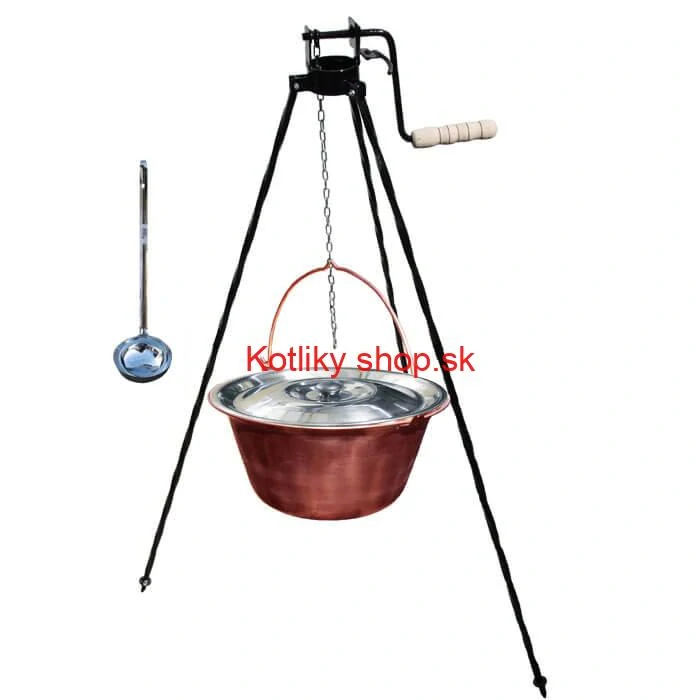 Medený kotlík 10 L (1,2 mm) + pokrievka + stojan s kladkou VAR