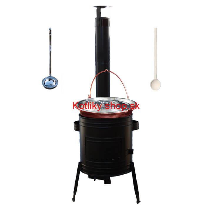 Medený kotlík 30 L (1,2 mm) + kovová kotlina 45 CLASSIC (KOV) + vareška a naberačka PARTY