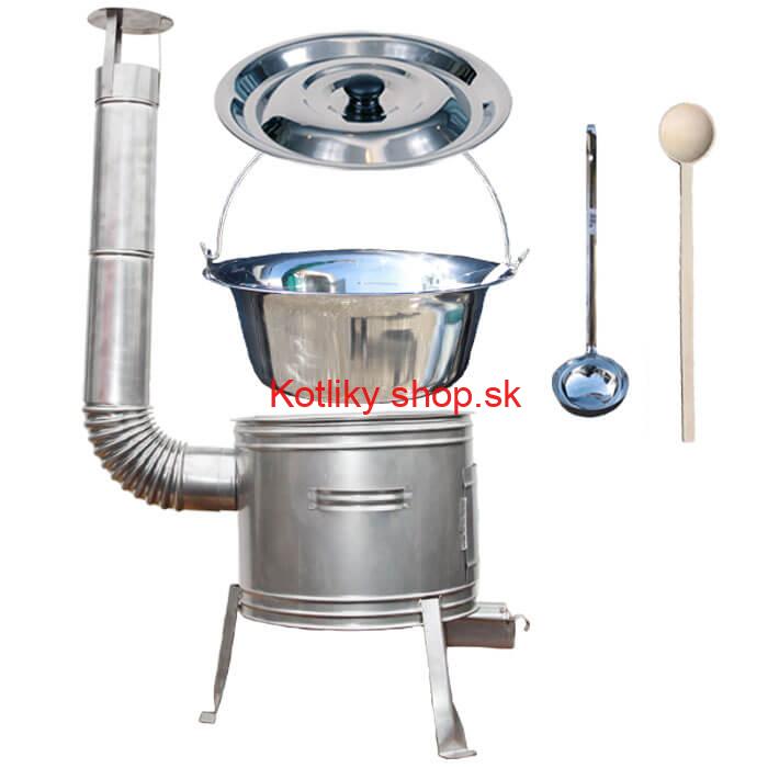 Antikorový kotlík 8 L (0,8 mm) + nerezová kotlina 31 cm + vareška a naberačka TOPLUX