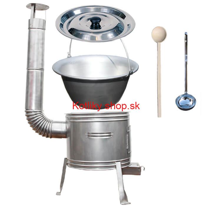 Nerezový kotlík 15 L (1,5 mm) + nerezová kotlina 36 cm + vareška a naberačka TOPLUX