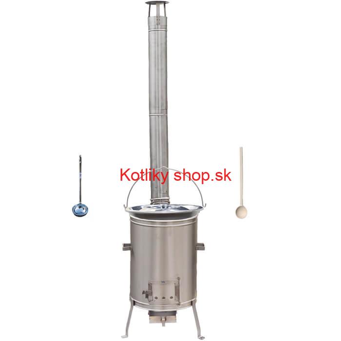 Nerezový kotlík 20 L (1,5 mm) + nerezová kotlina 42 cm + vareška a naberačka LUX