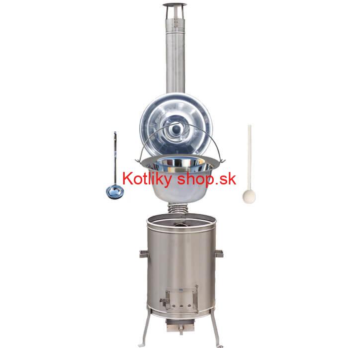 Antikorový kotlík 22 L (0,8 mm) + nerezová kotlina 42 cm + vareška a naberačka LUX