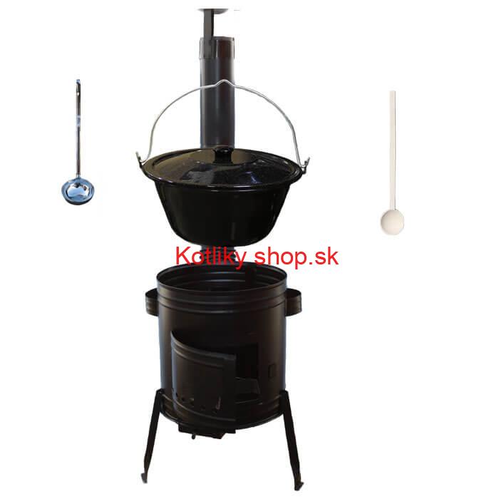 Smaltovaný kotlík 20 L (1,2 mm) + kovová kotlina 42 CLASSIC (KOV) + vareška a naberačka Easy party