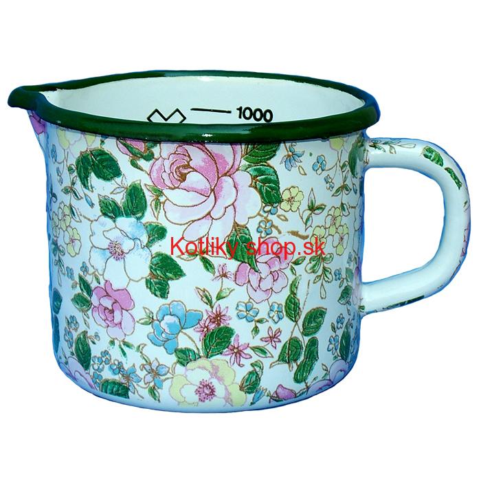 Smaltovaný hrnček s výlevkou + odmerka