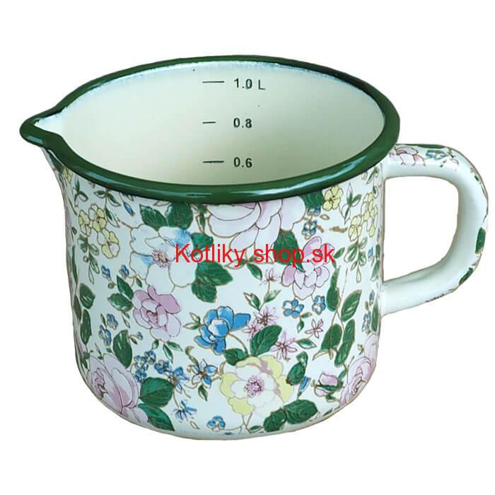 Smaltovaný hrnček s výlevkou 1 L DECOR