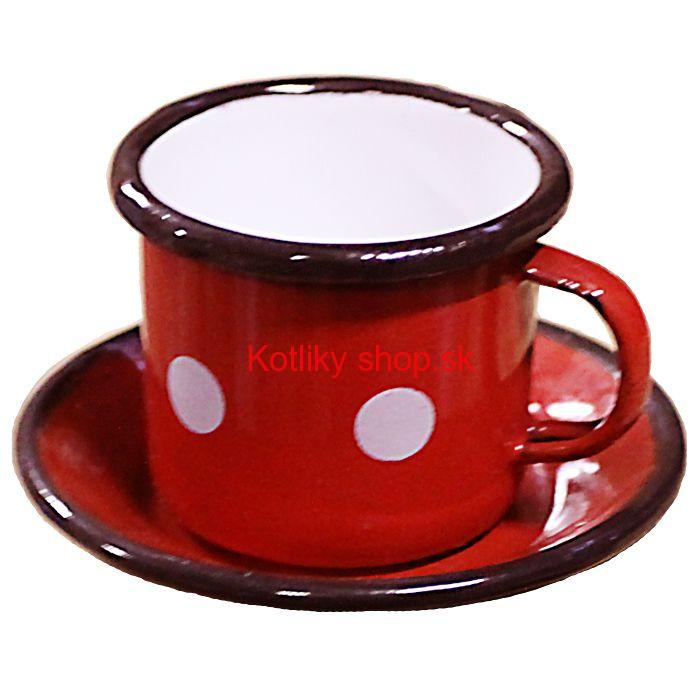 Smaltovaná šálka + podšálka