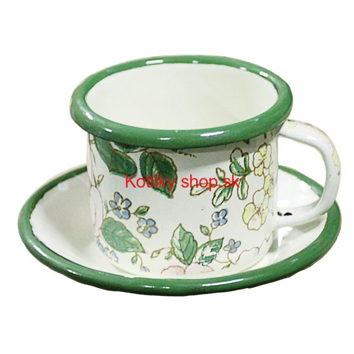 Smaltovaná šálka + podšálka