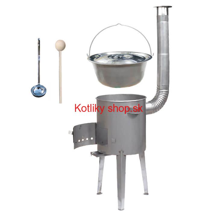 Železný kotlík 14 L (0,75 mm) + nerezová kotlina 36 cm LUXUS