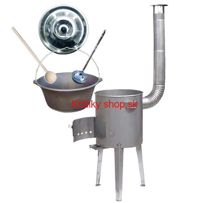 Liatinový kotlík 16 L (1 cm) + nerezová kotlina 36 cm LUXUS