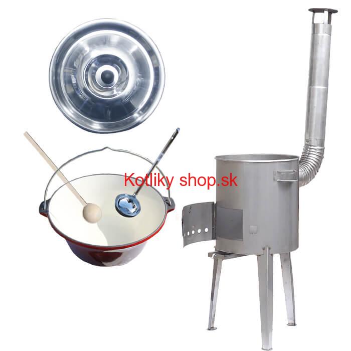 Liatinový kotlík 16 L + nerezová kotlina a naberačka LUXUS