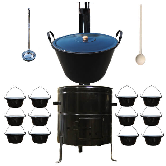 Smaltovaný kotol 50 L + servírovacie kotlíky (12 ks) BIG PARTY