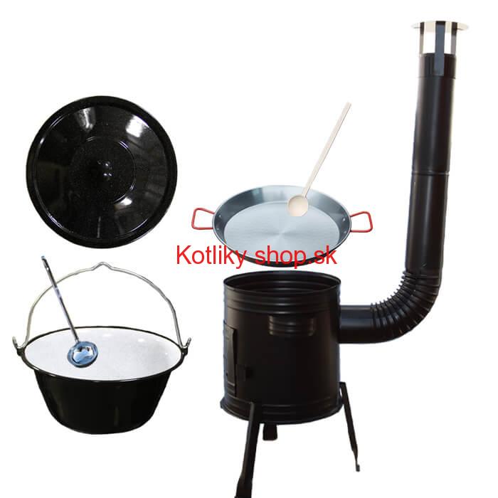 Paella oceľová panvica 42 cm so smaltovaným kotlíkom 16 L (1,2 mm) a kotlinou