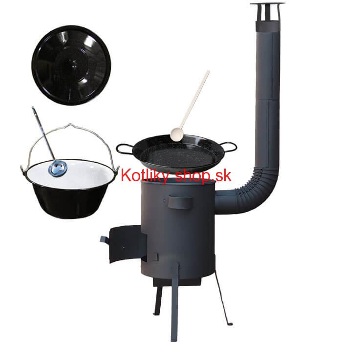 Smaltovaný kotlík 20 L + Paella smaltovaná panvica 46 cm + žiaruvzdorná kotlina 42 PLUS 600 4 MM
