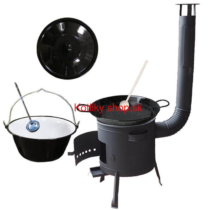 Smaltovaný kotlík 16 L + Paella smaltovaná panvica 42 cm + žiaruvzdorná nízka kotlina 39 PLUS 600