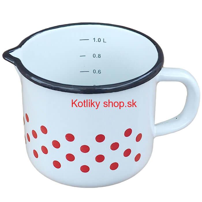 Smaltovaný hrnček s výlevkou 1 L - bodkovaný