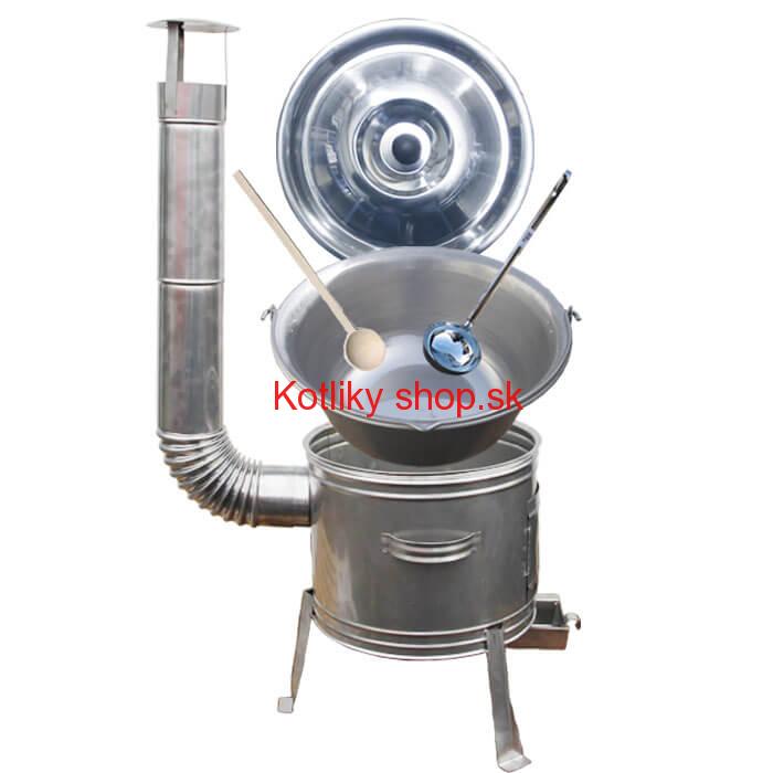 Nerezový kotlík 30 L (1,5 mm) + nerezová kotlina 42 cm TOPLUX + vareška a naberačka