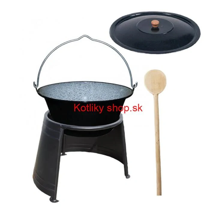 Smaltovaný kotlík 10 L (1,2 mm) + pokrievka + chránič plameňa