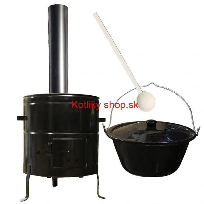 Smaltovaný kotlík 30 L (1,2 mm) + kovová kotlina 50 CLASSIC (KOV) + dymovod Max Party