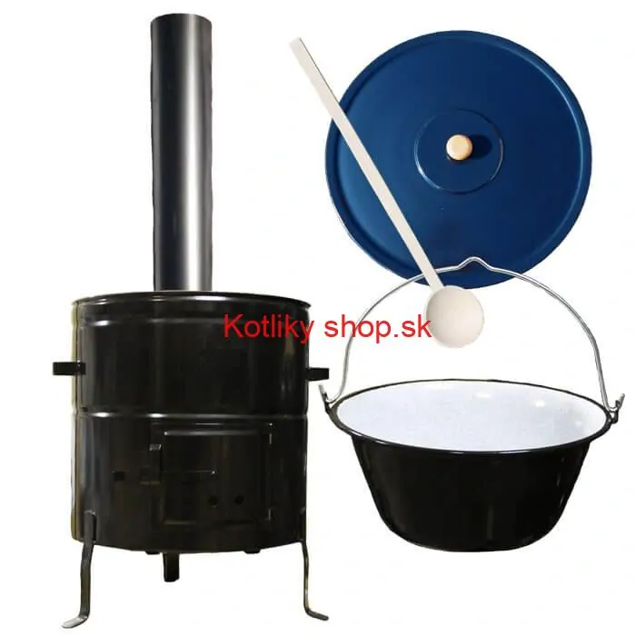 Smaltovaný kotlík 50 L (1,2 mm) + kovová kotlina 53 CLASSIC (KOV) + dymovod Max Party