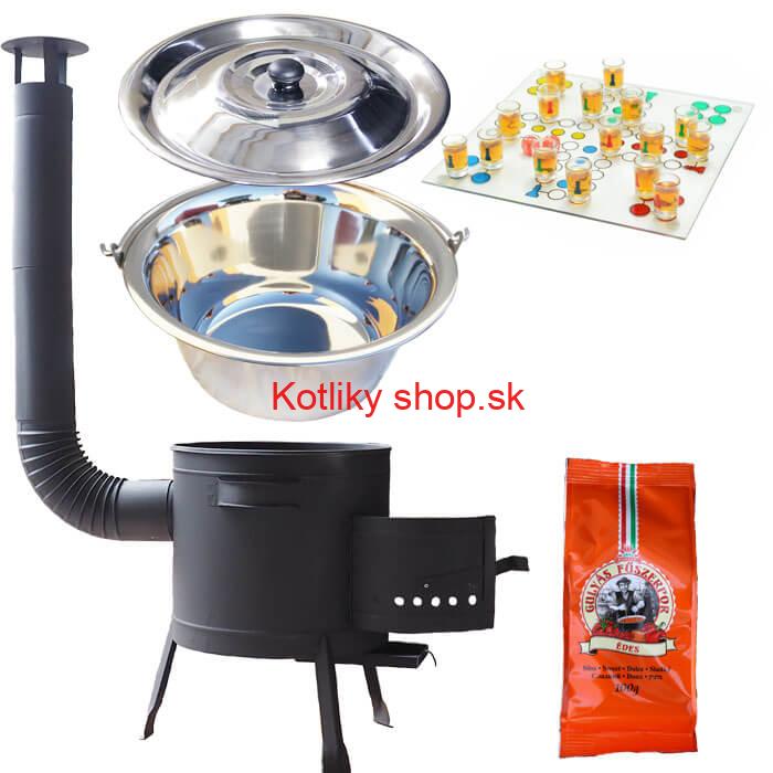 Nerezový kotlík 22 L (0,8 mm) + korenie + človeče pi už + nízka žiaruvzdorná kotlina 42 PLUS 600