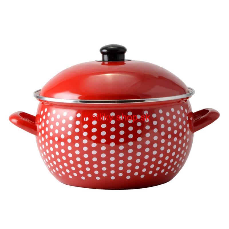 Smaltovaný hrniec 2 l červený 16 cm (bodkovaný)