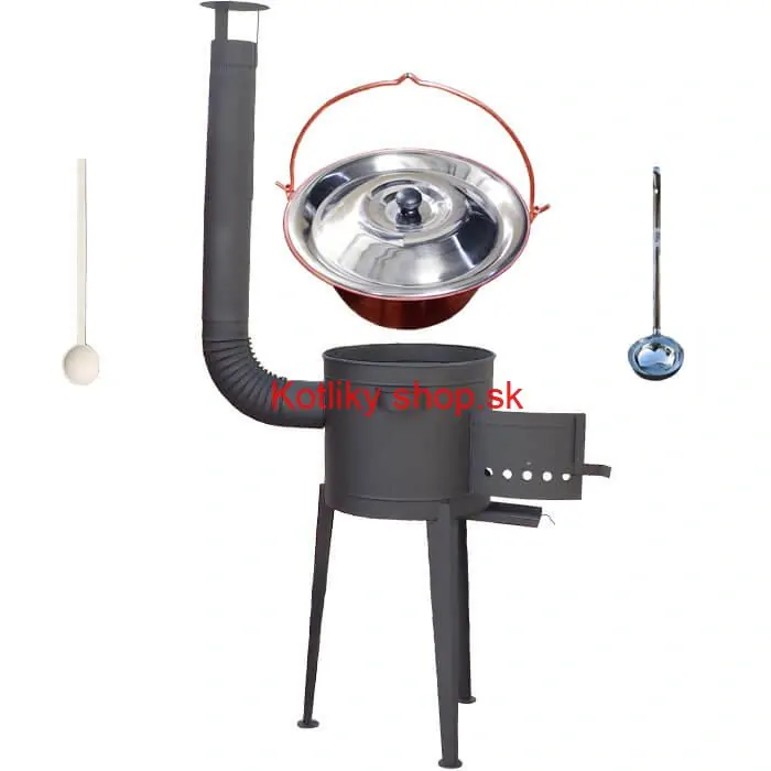 Medený kotlík 20 L (1,2 mm) + vysoká žiaruvzdorná kotlina (1,5 mm) HODO 42 cm PLUS 600 + vareška + naberačka