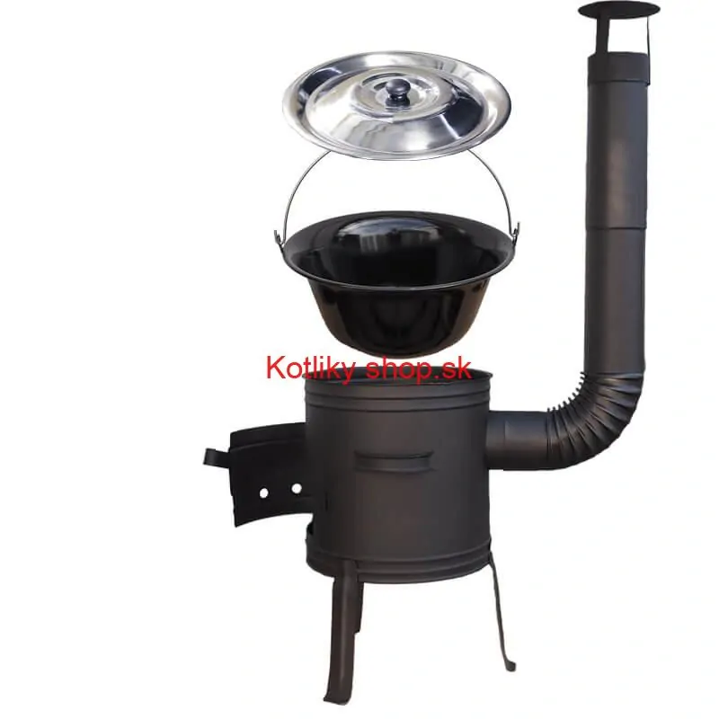 Smaltovaný kotlík 11 L BLACK + nerezová poklice INOX + žáruvzdorná kotlina 33 cm Plus 700