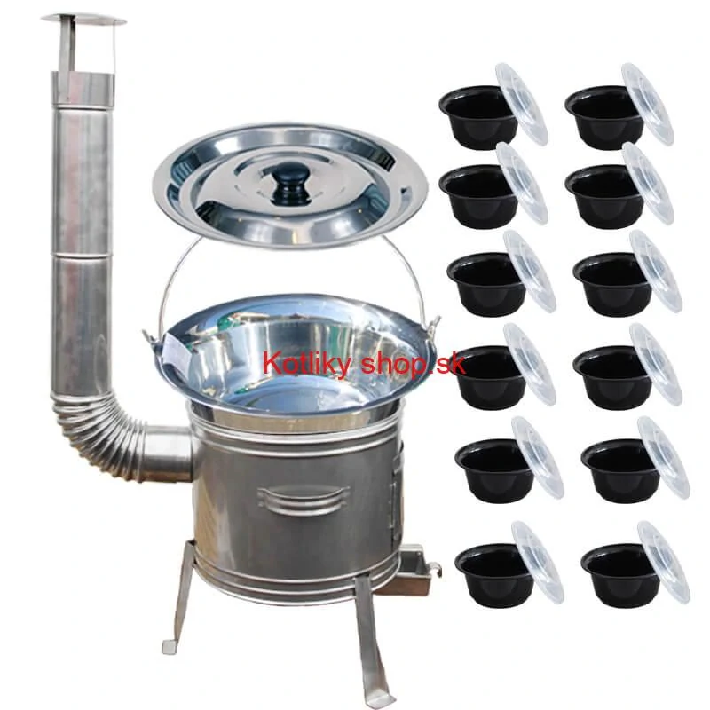 Nerezový kotlík 22 L (0,8 mm) INOX + Nerezová kotlina 42 INOX + misky 12 ks