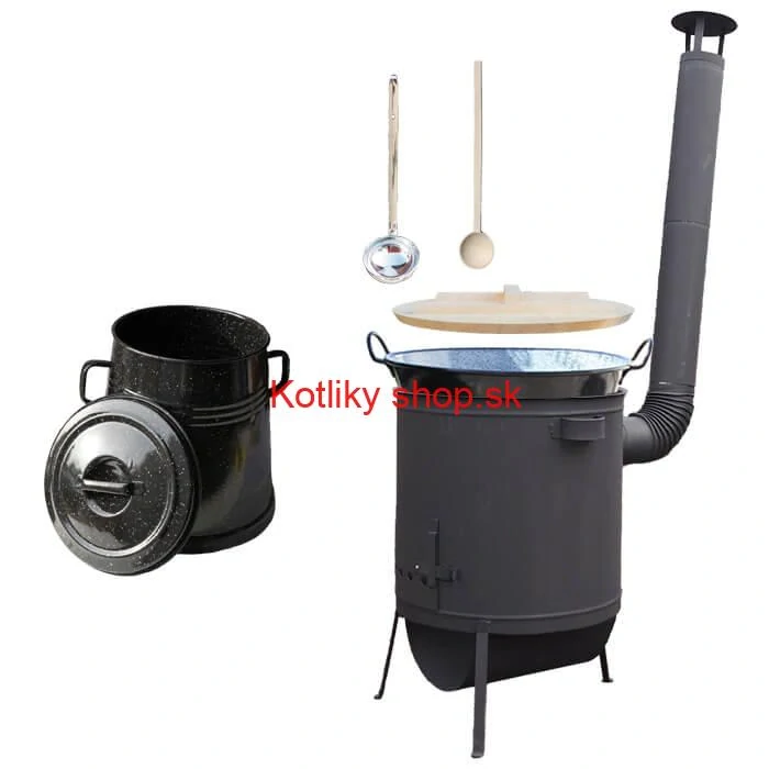 Smaltovaný kotol 100 L + žiaruvzdorná kotlina 42 PLUS 600 4 MM + Nádoba na masť 10 L